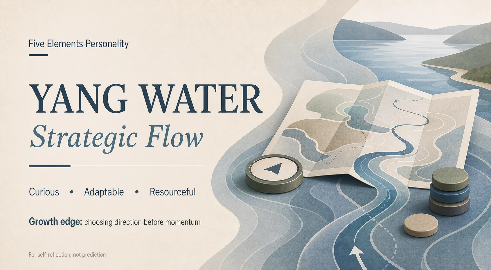 The Strategist personality card with abstract objects representing the type's traits and growth edge
