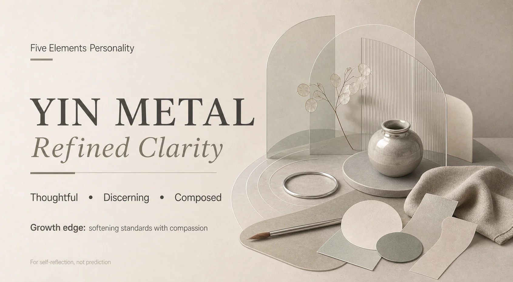 The Perfectionist personality card with abstract objects representing the type's traits and growth edge