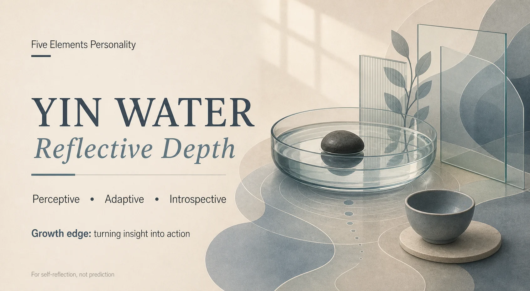 The Mystic personality card with abstract objects representing the type's traits and growth edge